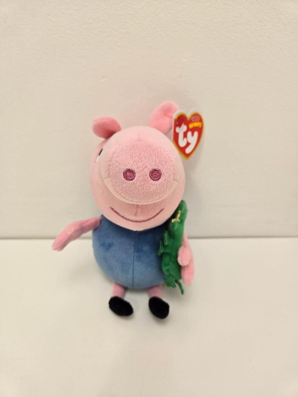 Ty Beanie Baby “George” holding Dino - From Show Peppa Pig (6.5 inch)